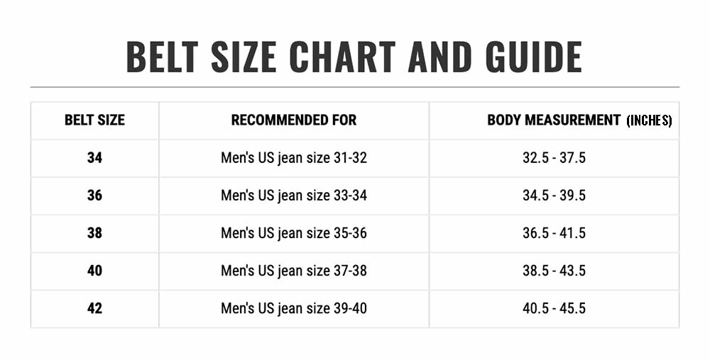 obscure belts standard belt sizing chart for mens belt sizes. If you wear a size 34 pants, buy a size 36 belt