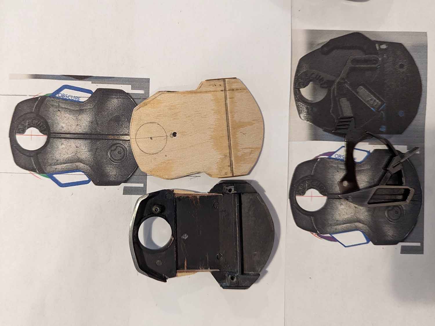 mechanical belt buckle parts with printed schematic