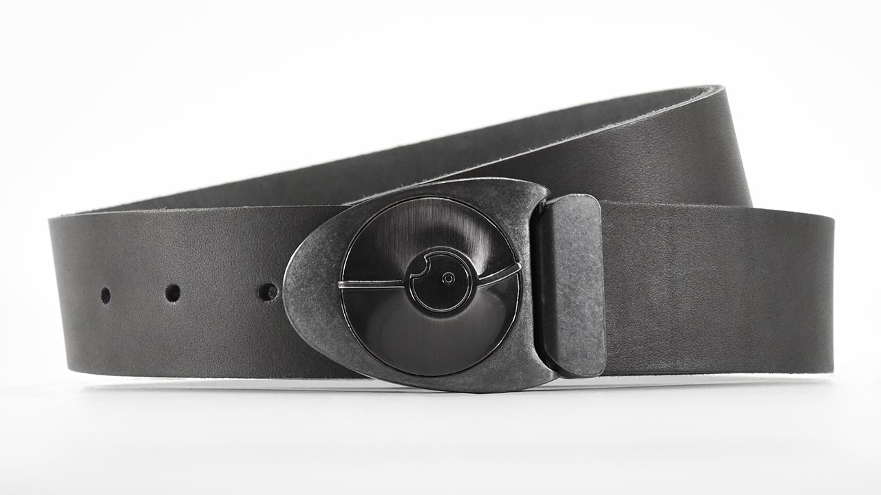 Retro futuristic Dial 7 belt buckle turns like a safe lock. Slate grey full grain American leather belt. made to order. bifl