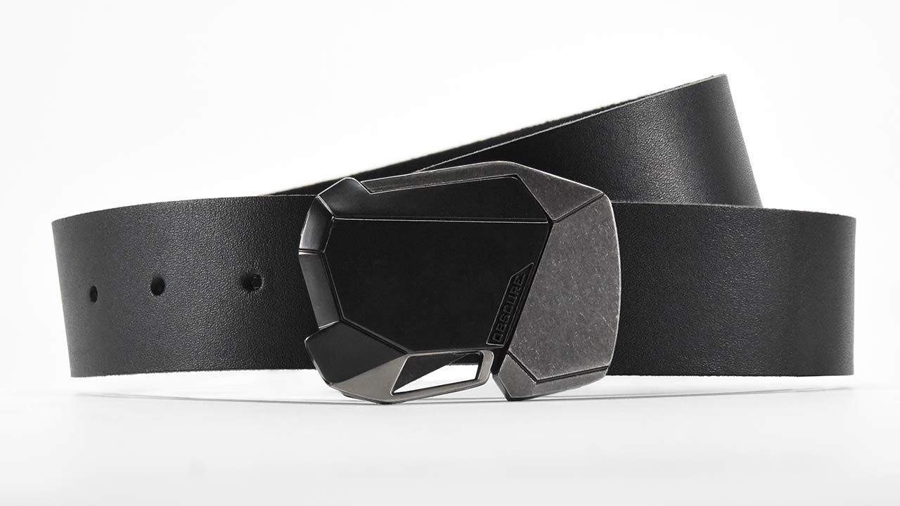 Black-Ops Fractal Buckle  Cyberpunk Leather Belt – Obscure Belts