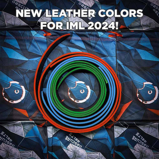 new black and red, green and blue leather belts