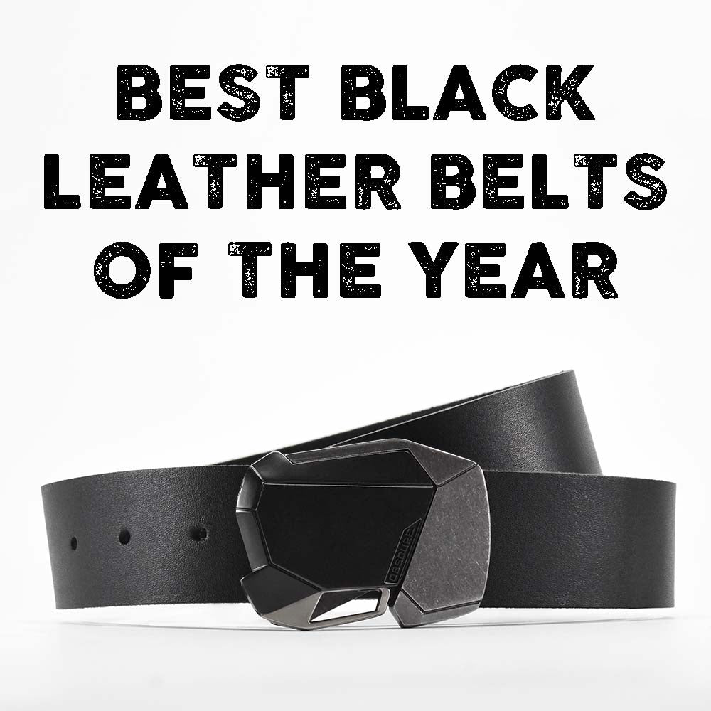 Our best men's black belt of 2022 is the Black-Ops Fractal 2.0 buckle in matte black color on full-grain black leather belt. Pull the quick release button to unlock.