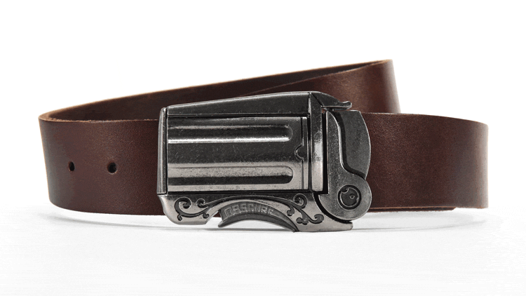 Imperfect Brown & Silver Mens Leather Belt – Obscure Belts
