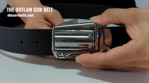 Video explaining how the Outlaw Gun Belt works. Pull the trigger to open the Outlaw Gun Belt Buckle with a bang!