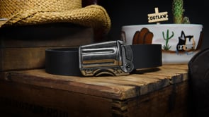 Pull the trigger to open the Outlaw Gun Belt Buckle with a bang!