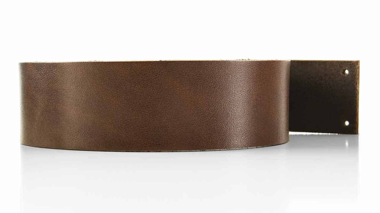 Brown full grain leather belt strap replacement kit for Obscure Belt buckles. Made to order American leather. Custom belt size